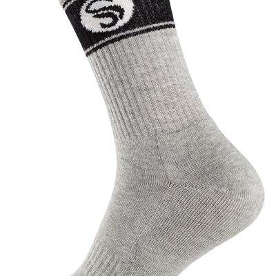 Stark Soul® men's gray sports socks in RETRO design with terry soles in a pack of 3