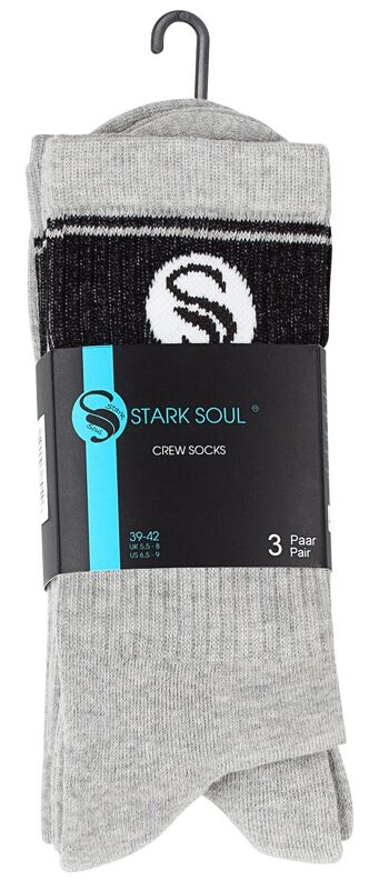 Chaussettes de sport grises pour hommes Stark Soul® au design RÉTRO avec semelles en éponge en lot de 3 2