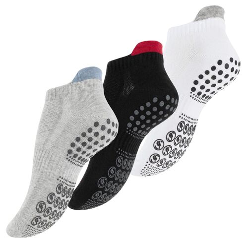 Stark Soul® Damen Sport Sneakersocken mit ABS-Sohle und Fersenschutz im 3er Pack