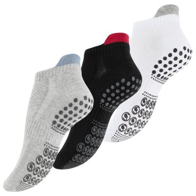 Stark Soul® Damen Sport Sneakersocken mit ABS-Sohle und Fersenschutz im 3er Pack