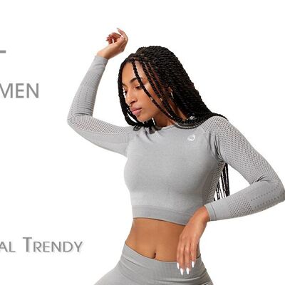 Stark Soul® ladies seamless long-sleeved sport crop top in a single pack
