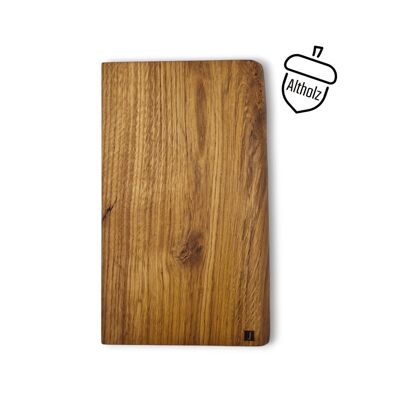 Tabla de servir de madera recuperada con borde de árbol óptico - 30 x 18 x 2-2,5 cm