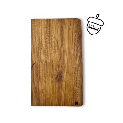 Planche de service en bois de récupération avec bord d'arbre optique - 30 x 18 x 2-2,5 cm