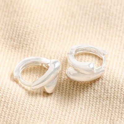 Boucles d'oreilles Huggie Hoop incurvées en argent