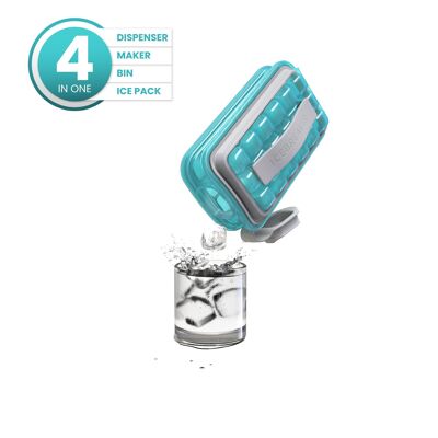 ICEBREAKER NORDIC POP, Blu Acqua Trasparente, Vaschetta per cubetti di ghiaccio 4 in 1 - Produce 18 cubetti | Utensili da cucina