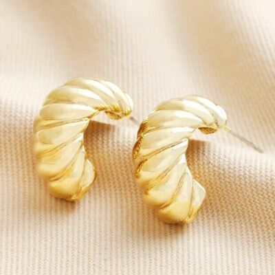 Boucles d'oreilles demi-créoles en corde torsadée épaisse en or