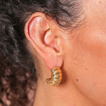 Boucles d'oreilles demi-créoles en corde torsadée épaisse en or 2