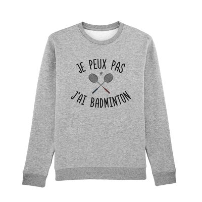 Damen-Herz-Sweatshirt in Grau, „I Can't I Have Badminton“.