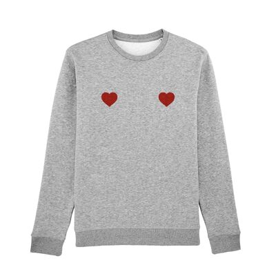 Damen-Herz-Sweatshirt in Grau von COEURBOOBS