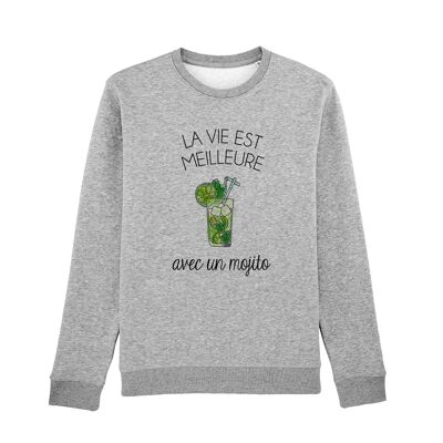 WOMEN'S HEART GRAY SWEATSHIRT LIFE IS BETTER WITH A MOJITO