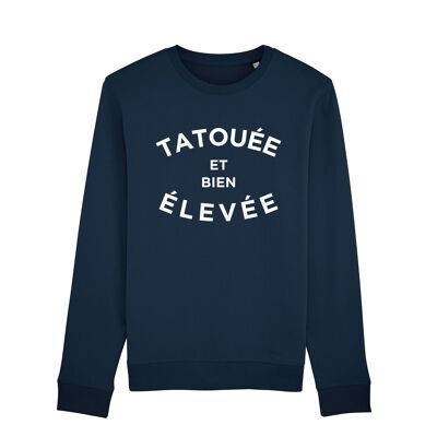 NAVY SWEATSHIRT FOR A TATTOOED AND WELL BEARED WOMAN