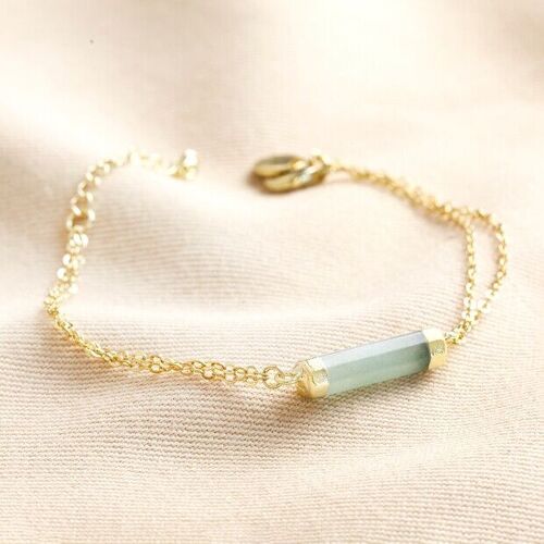 Green Aventurine Charm Chain Bracelet in Gold