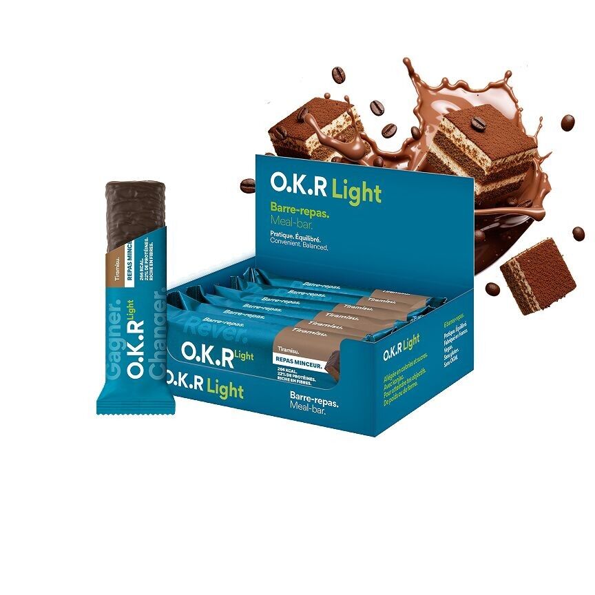 Barrita vegana de tiramisú rica en proteínas para adelgazar. Chocolate.