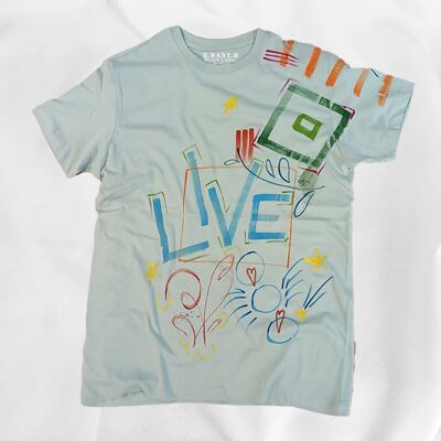 b.WOLLEN.B Black Label Live Sage T-Shirt Handbemaltes Unisex