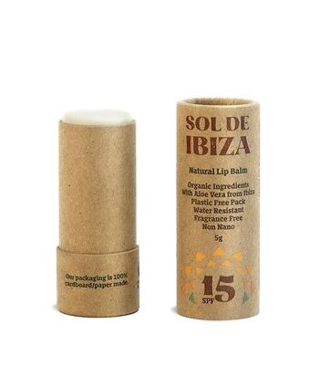 Baume à lèvres naturel SPF15 Sol de Ibiza. Filtres minéraux. pas de plastique 5 grammes 2