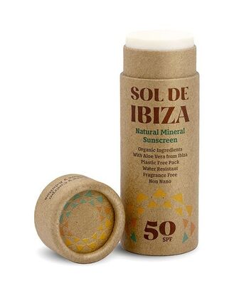 Stick solaire naturel SPF50 Sol de Ibiza. BIO. Filtres minéraux. pas de plastique Barre de 40g. 2