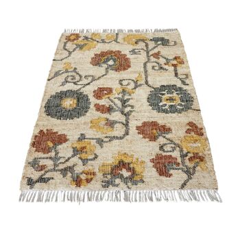 Tapis Samarcande lin/rouille/vert de gris, jute