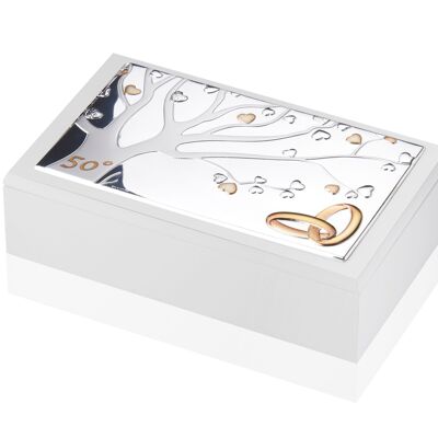 Boîte à bijoux 20x12x6 cm Argent Ligne "Arbre d'Amour" 50ème Anniversaire