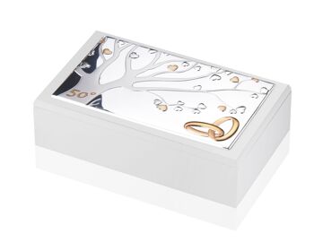 Boîte à bijoux 20x12x6 cm Argent Ligne "Arbre d'Amour" 50ème Anniversaire 1