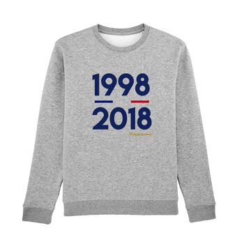 SWEAT GRIS CHINÉ HOMME CHAMPION DU MONDE 1998 2018