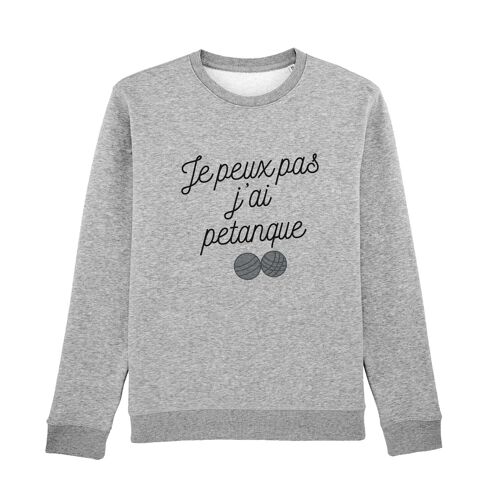 SWEAT GRIS CHINÉ HOMME JE PEUX PAS J'AI PÉTANQUE