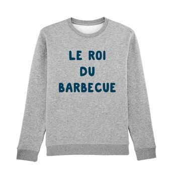 SWEAT GRIS CHINÉ HOMME LE ROI DU BARBECUE