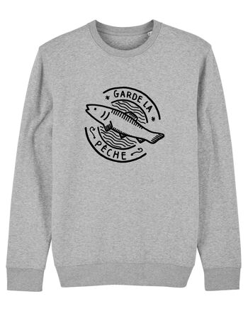 SWEAT GRIS CHINÉ HOMME GARDE LA PÊCHE