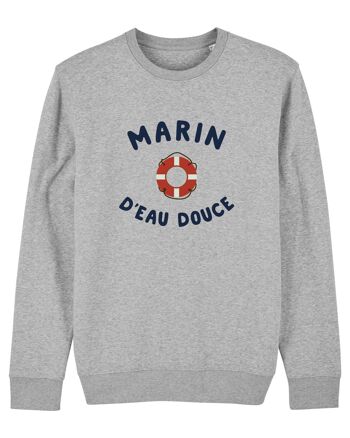 SWEAT GRIS CHINÉ HOMME MARIN D'EAU DOUCE