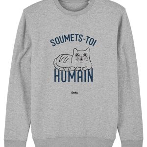 SWEAT GRIS CHINÉ HOMME SOUMETS-TOI HUMAIN