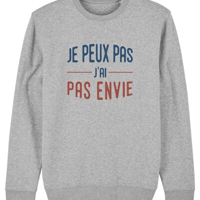 SWEAT GRIS CHINÉ HOMME JE PEUX PAS J'AI PAS ENVIE