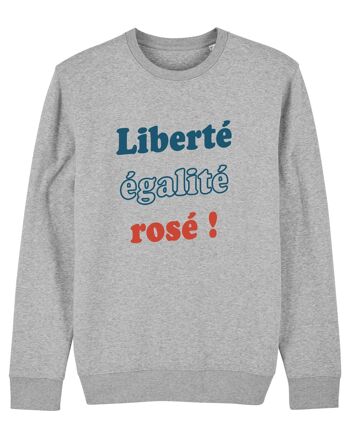 SWEAT GRIS CHINÉ HOMME LIBERTÉ ÉGALITÉ ROSÉ