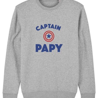 SWEAT GRIS CHINÉ HOMME CAPTAIN PAPY