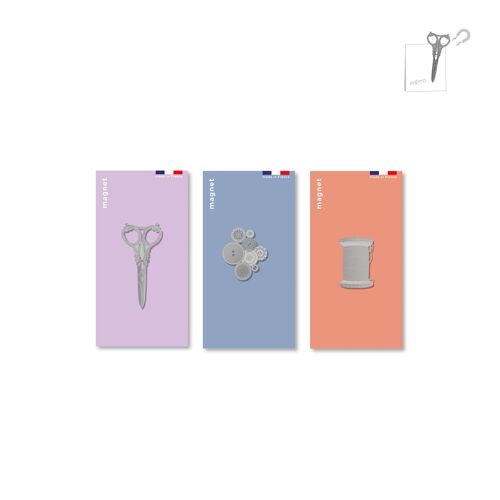 Assortiment de 9 magnets en métal - mercerie
