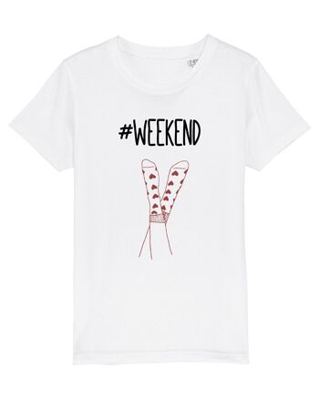 TSHIRT BLANC FILLE WEEK END