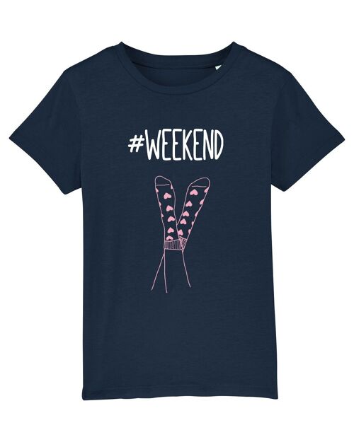 TSHIRT NAVY FILLE WEEK END