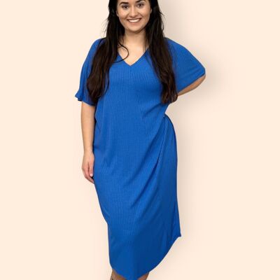 ComfyFit Ribbed Bat Wing Dress with V Neck