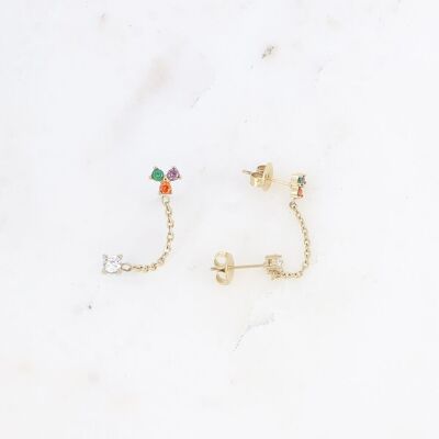 Pendientes mono - de acero inoxidable con pequeño colgante con óxidos de circonio