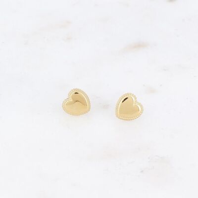 Stud earrings - smooth stainless steel heart
