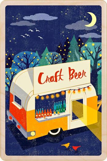 Carte postale en bois CRAFT BEER VAN Card 1