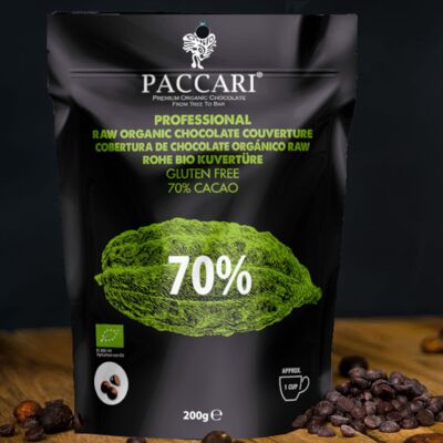 Gocce di cioccolato crudo biologico, 70% cacao (200g)