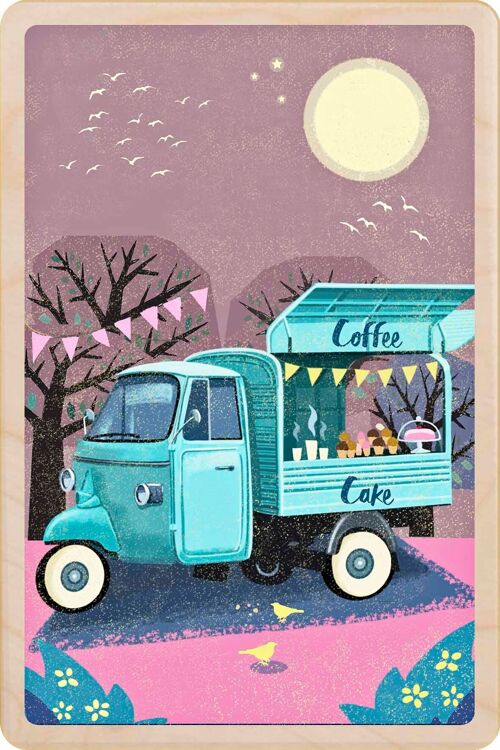 Wooden Postcard COFFEE VAN Card