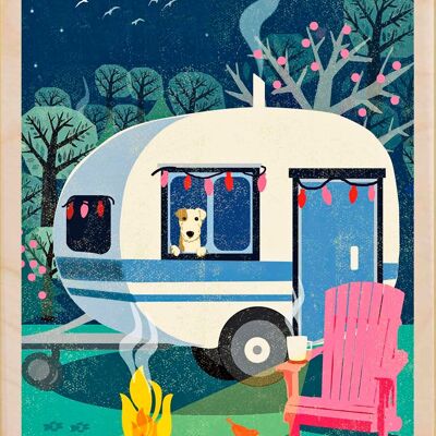 Wooden Postcard COSY CARAVAN Card