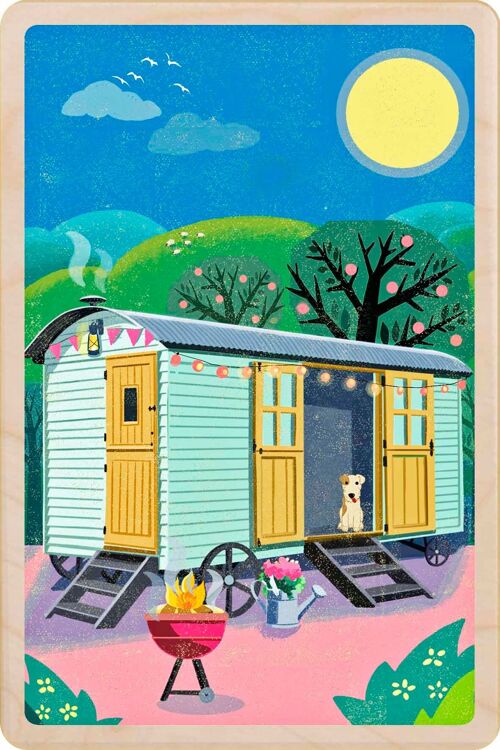 Wooden Postcard SHEPHERD'S HUT Card