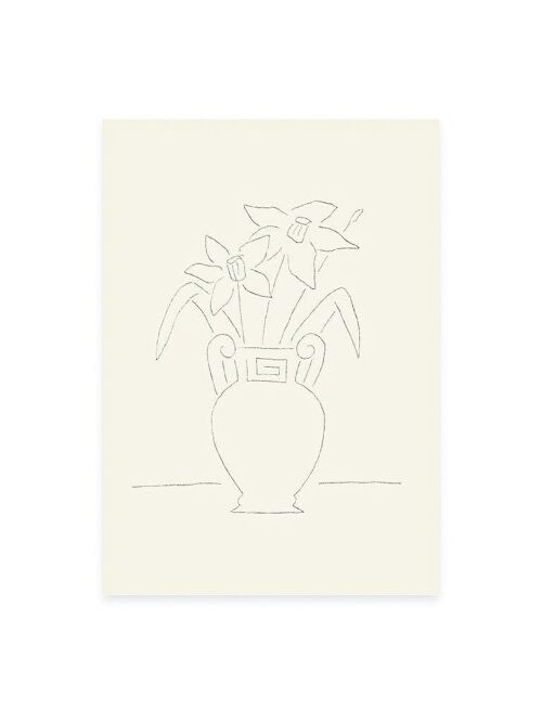 Postkarte Narzissen in Vase (Risographie)