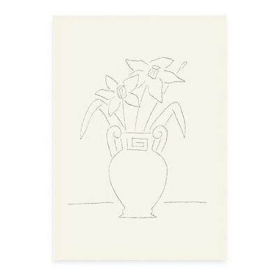 Postkarte Narzissen in Vase (Risographie)