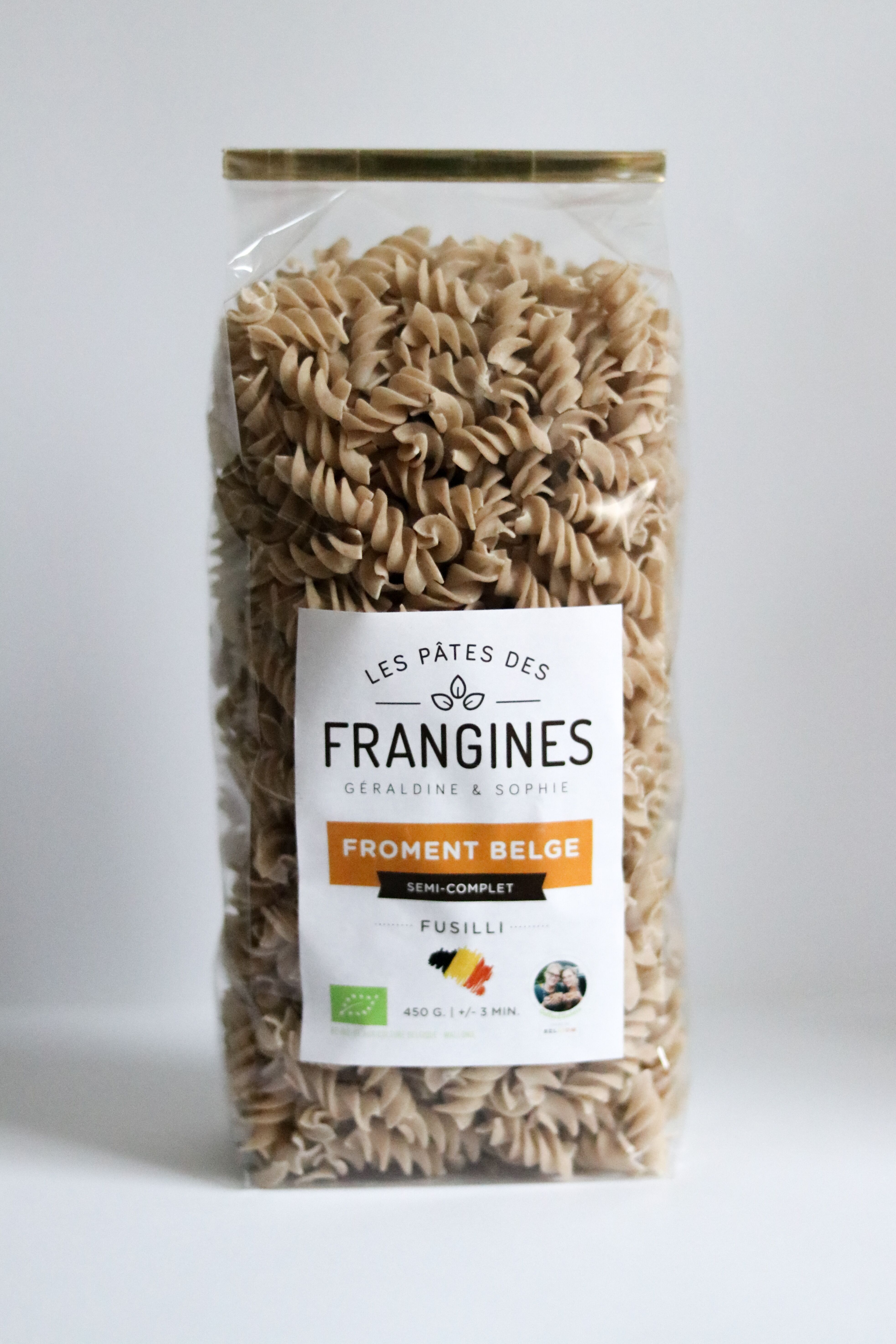 [100% belga] Pasta de trigo FRANGINA (Valonia) - Fusilli SEMICOMPLETO - 450gr
