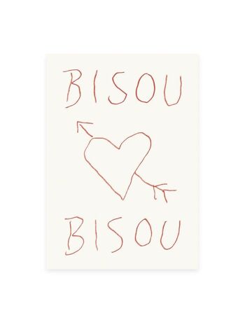 Carte postale 'bisou bisou' (risographie)