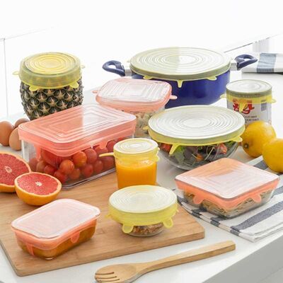 LIDYC: Set of 10 Reusable and Adjustable Kitchen Lids - 6 Round and 4 Rectangular