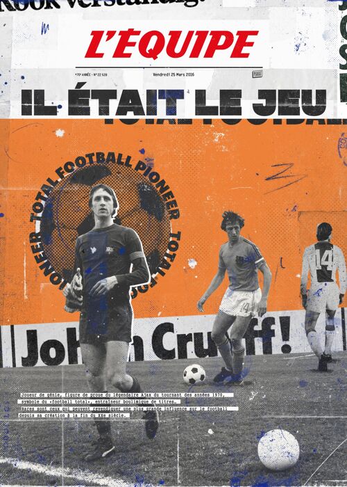 Affiche - L'Equipe - Cruyff - Digigraphie - 50X70  - Plakat