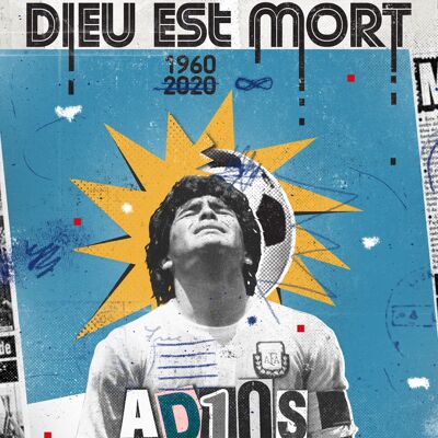 Affiche - L'Equipe - Maradona - Digigraphie - 50X70  - Plakat